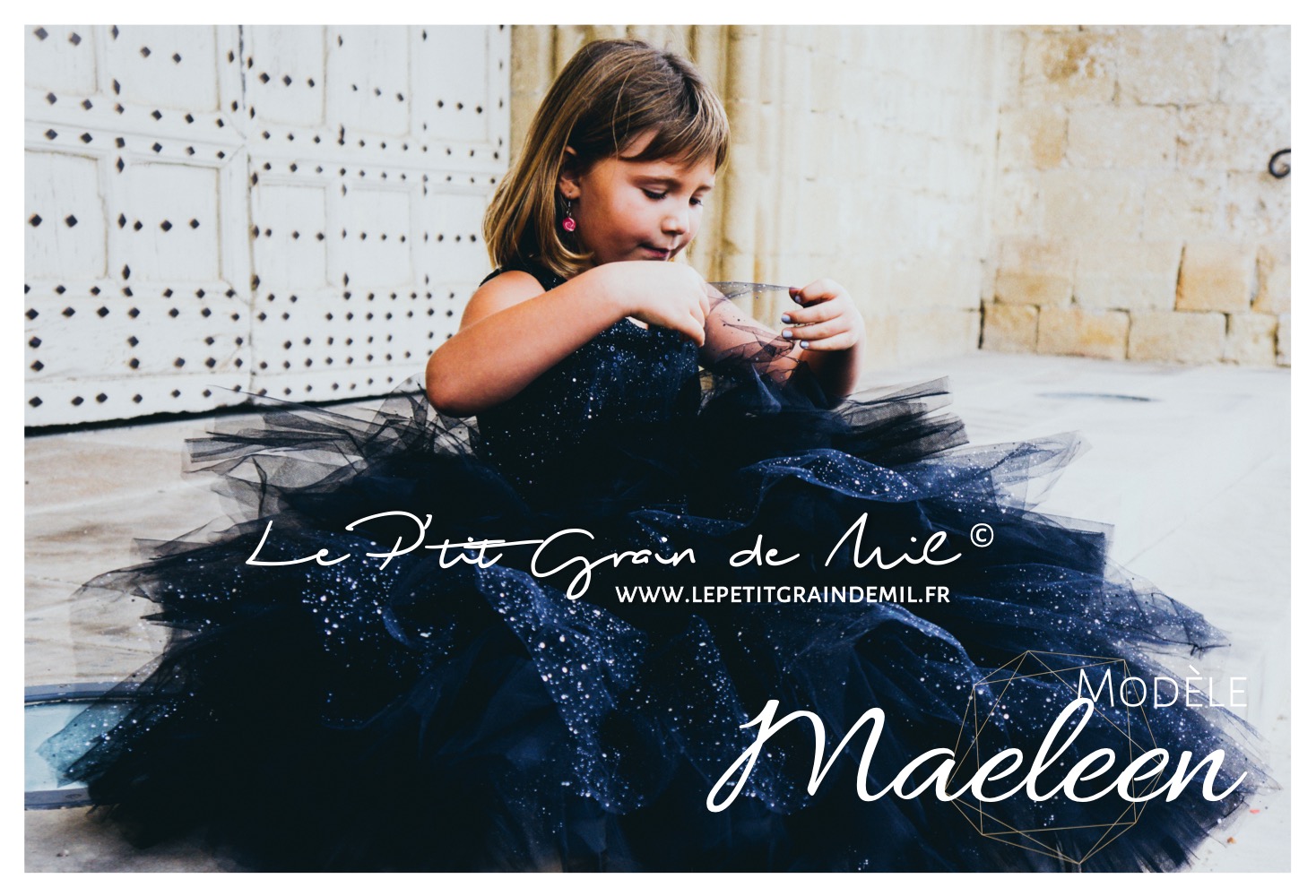 Robe Midi Noire à Paillettes Bleues - Marque Girl In Mind - Taille 8 Fille - Neuve