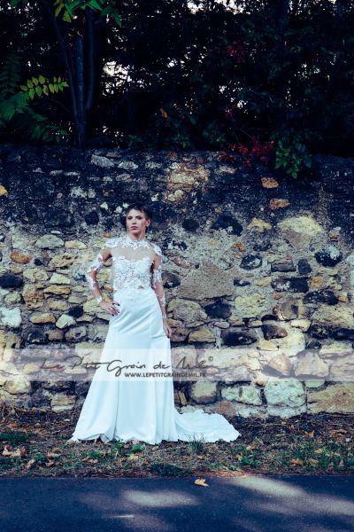 Robe de mariée sirène en dentelle sur mesure • Créatrice Hérault Pézenas